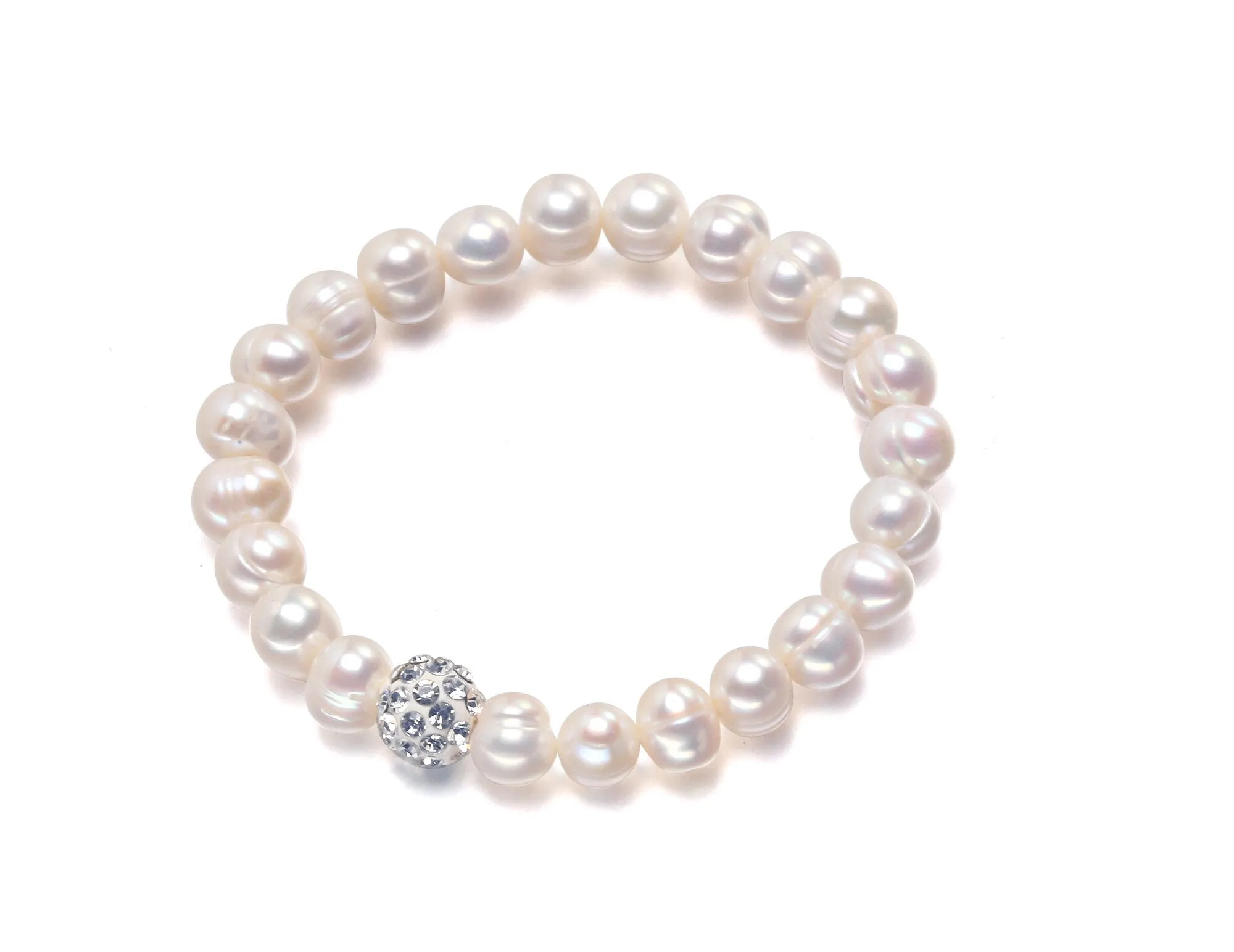 White Natural Freshwater Baroque Pearl Strand Bracelet