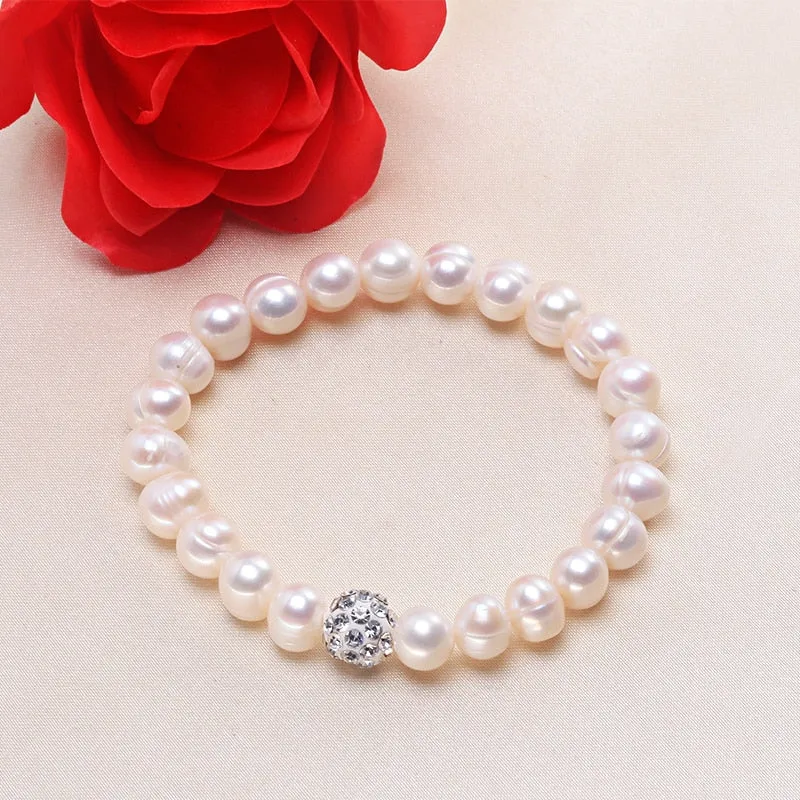 White Natural Freshwater Baroque Pearl Strand Bracelet