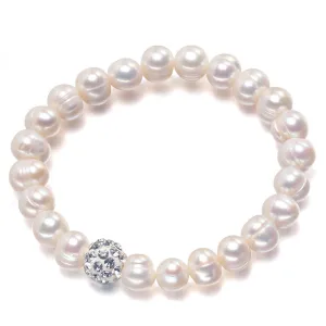 White Natural Freshwater Baroque Pearl Strand Bracelet
