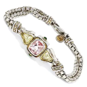 William Schraft Pink Topaz Bracelet with Tsavorite’s 925 18K