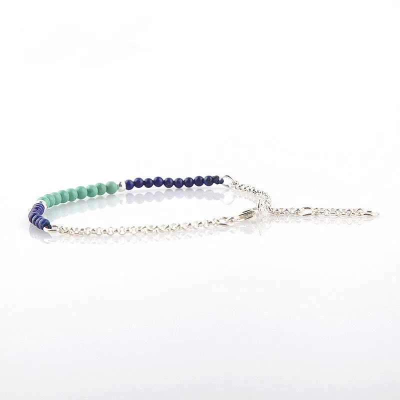 Womens Lapis Lazuli Turquoise Beaded Bracelets December Birthstone for Women