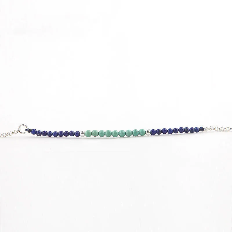 Womens Lapis Lazuli Turquoise Beaded Bracelets December Birthstone for Women